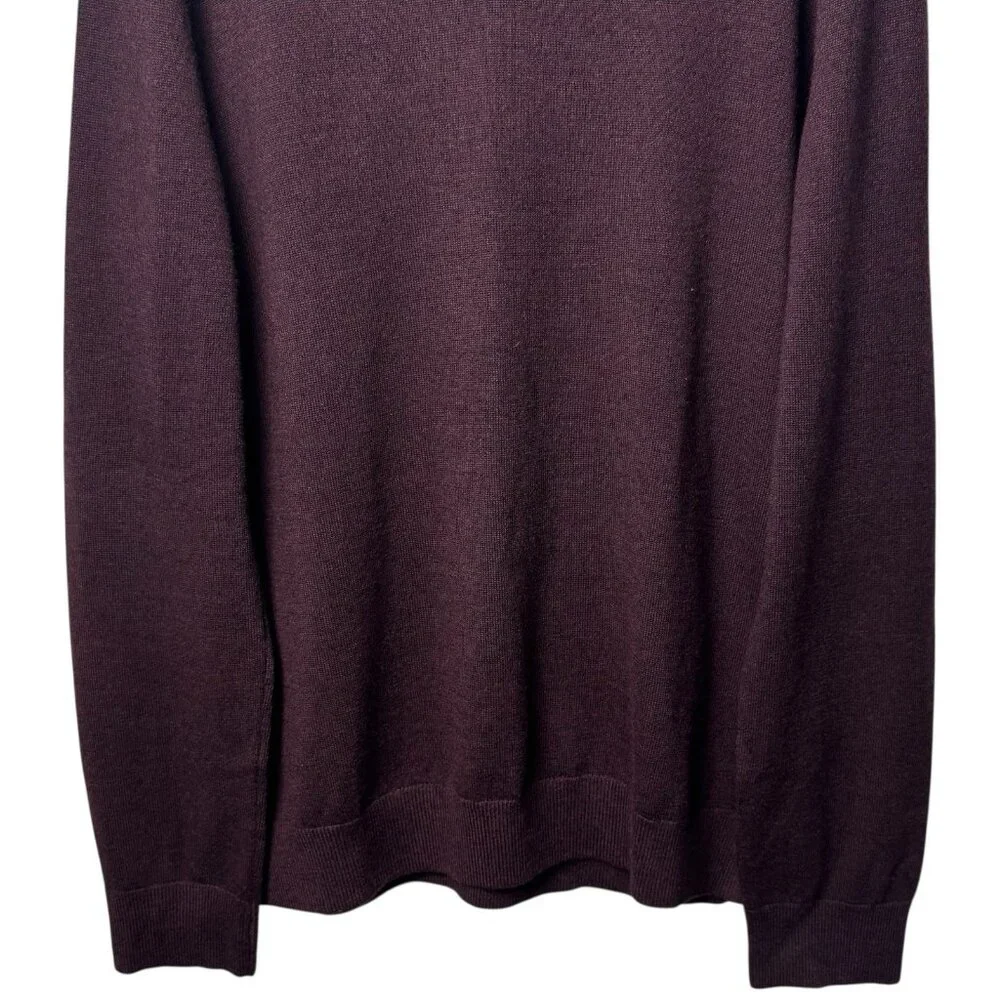 Banana Republic 100% Merino Wool V-Neck Pullover‎ in Wine Quiet Luxury Capsule M